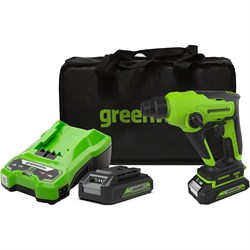 Перфоратор GREENWORKS GD24SDS1K2 24V акб 2 А.ч и з/у в сумке   3803107UA 3803107UA - фото 15822