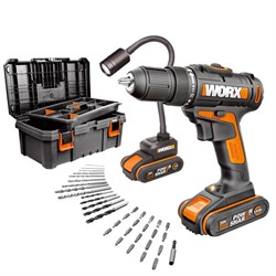 Набор WORX Дрель акк. WX101.9 + Фонарь акк. WX028.9, набор оснастки 35пр., кейс WX977 WX977