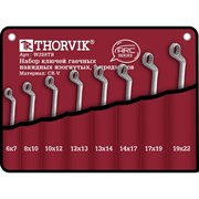 Набор ключей THORVIK гаечных накидных изогнутых серии ARC в сумке, 6-22 мм, 8 предметов   W2S8TB W2S8TB