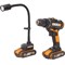 Набор WORX Дрель акк. WX101.9 + Фонарь акк. WX028.9, набор оснастки 35пр., кейс WX977 WX977